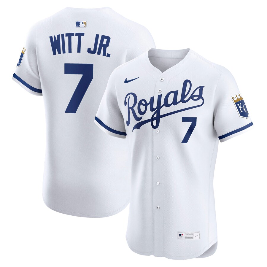 Men's Kansas City Royals Bobby Witt Jr. Nike White Home Elite Jersey - ujerseystore