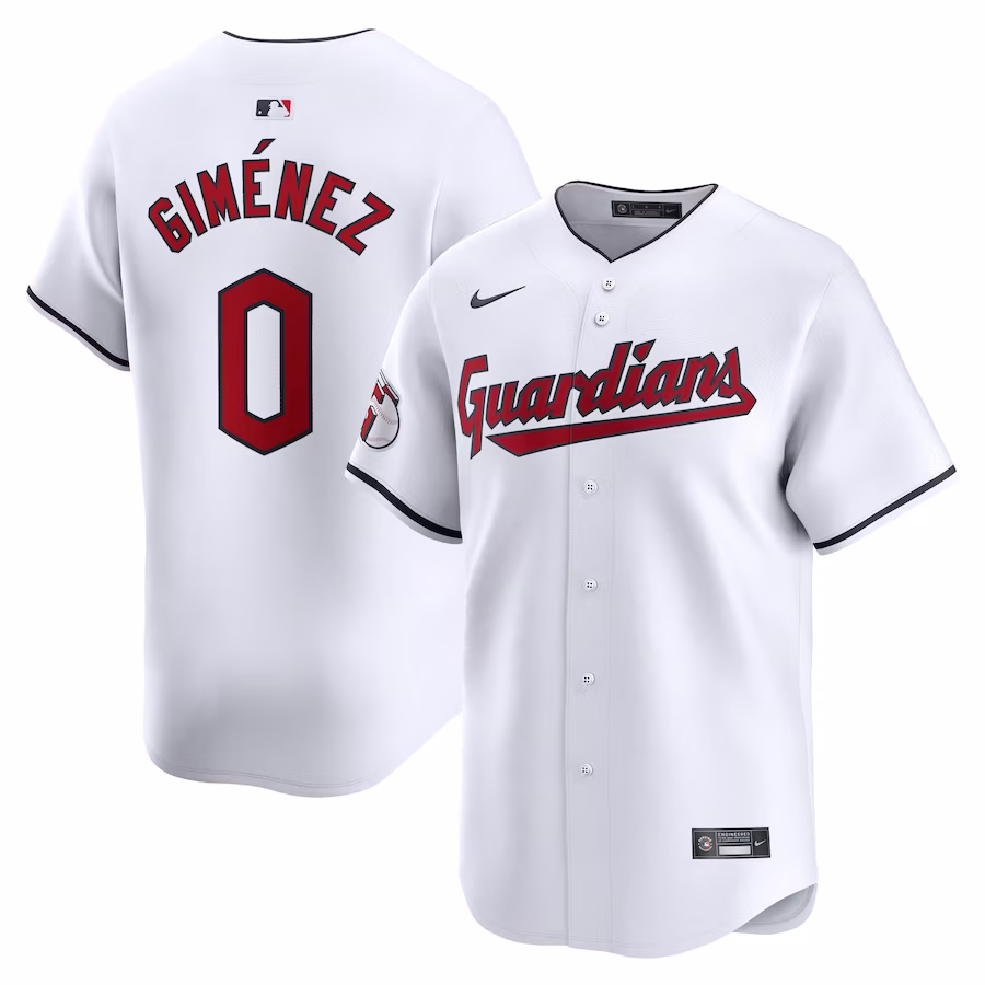 Men's Cleveland Guardians Andres Gimenez Nike White Home Limited Player Jersey - ujerseystore