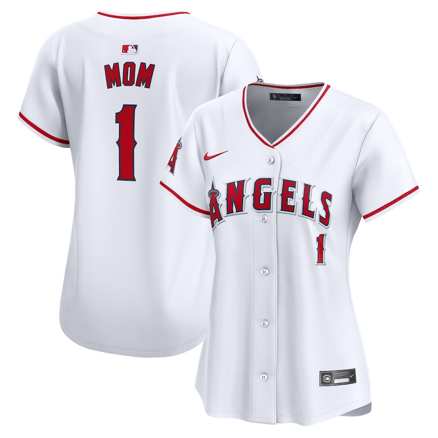 Women's Los Angeles Angels Nike White #1 Mom Home Limited Jersey - ujerseystore