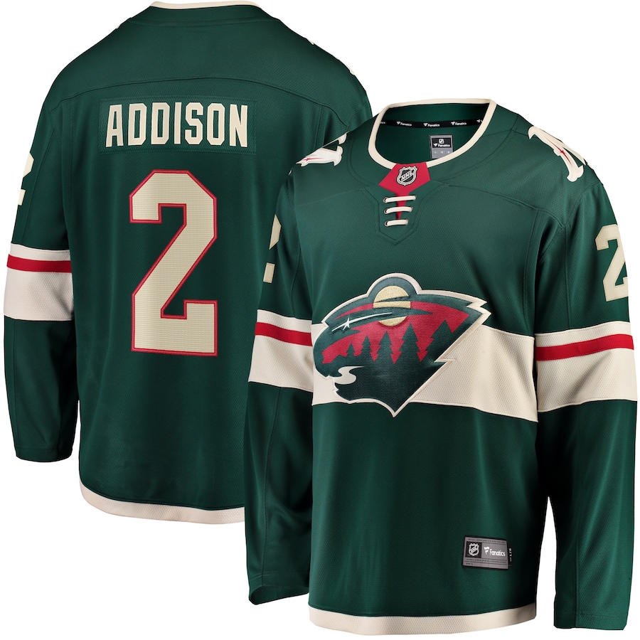 Men's Minnesota Wild Calen Addison Fanatics Green Home Breakaway Player Jersey - ujerseystore