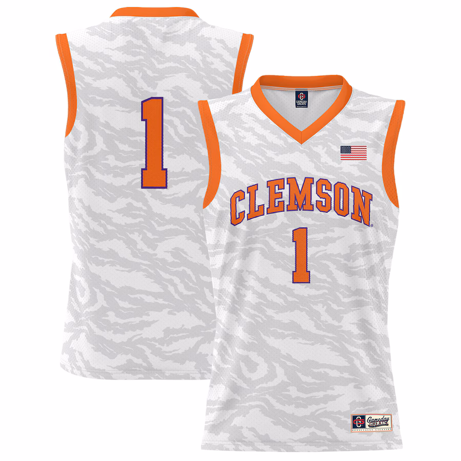 Unisex GameDay Greats #1 White Clemson Tigers Lightweight Tiger Print Basketball Jersey - ujerseystore