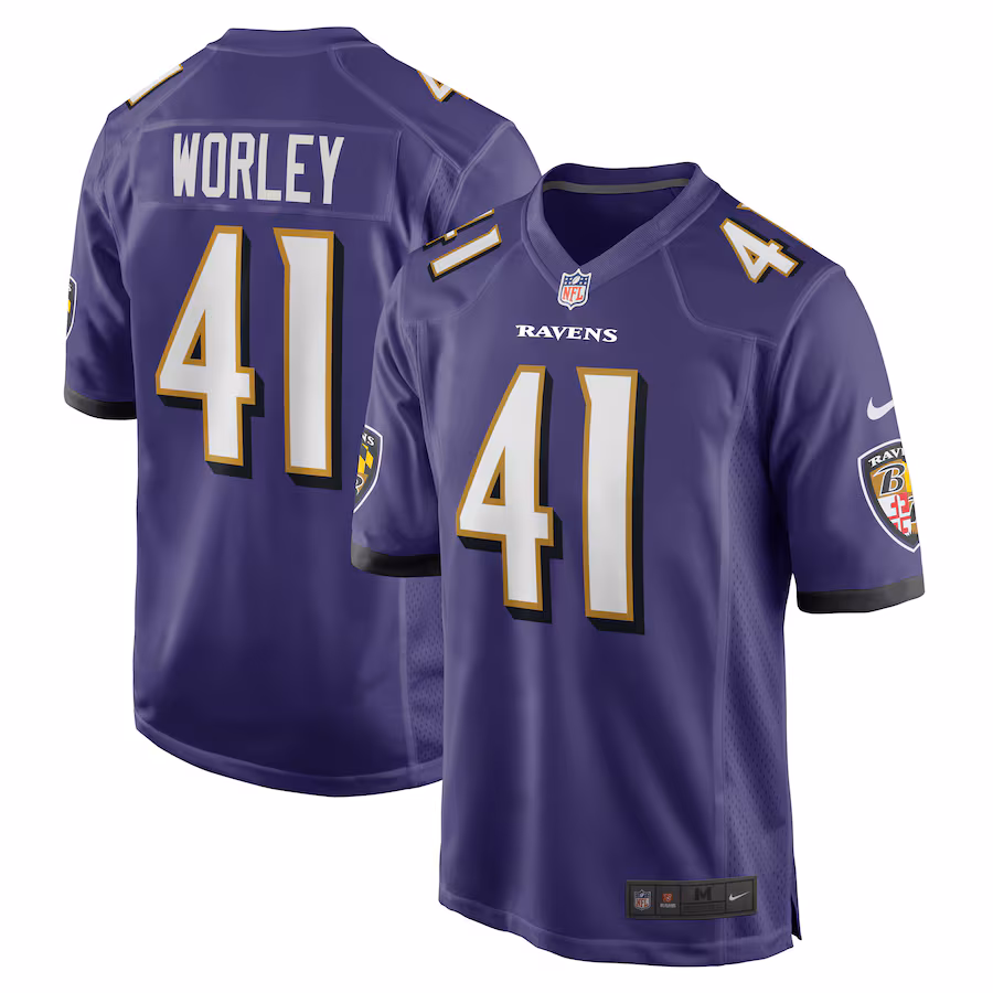 Men's Baltimore Ravens Daryl Worley Nike Purple Game Player Jersey - ujerseystore