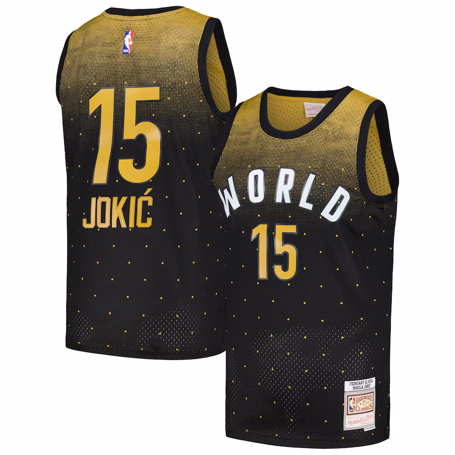 Men's 2016 NBA Rising Stars Challenge Nikola Jokic Mitchell & Ness Black Hardwood Classics Swingman Jersey - ujerseystore