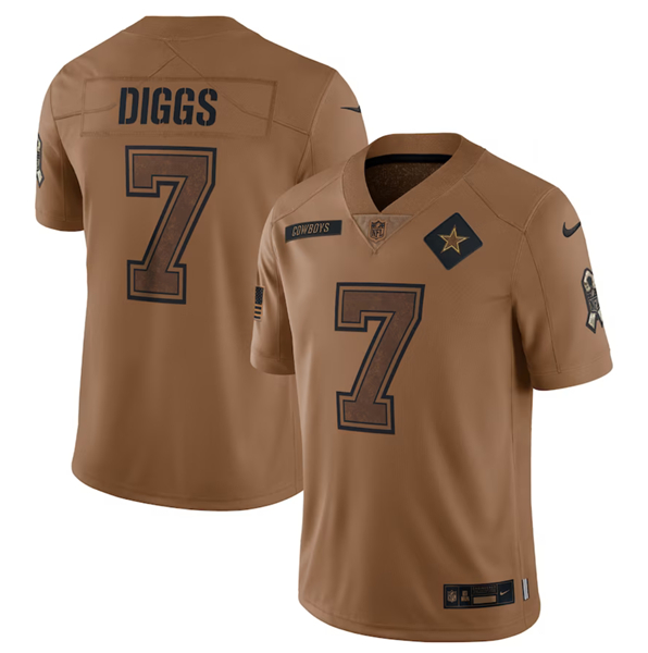 Men's Dallas Cowboys #7 Trevon Diggs 2023 Brown Salute To Service Limited Football Stitched Jersey - ujerseystore