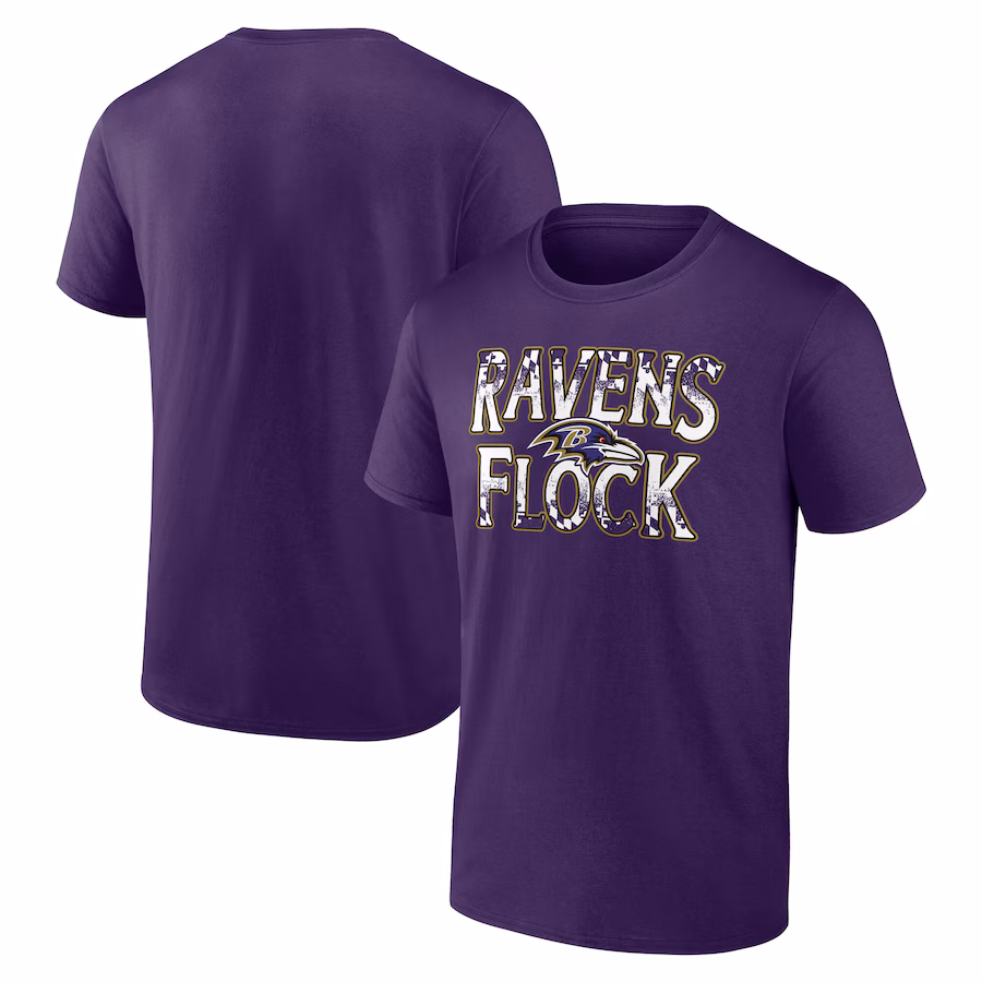 Men's Baltimore Ravens Purple Ravens Flock T-Shirt - ujerseystore