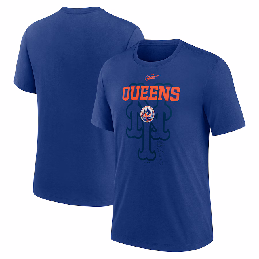 Men's New York Mets Nike Royal Rewind Retro Tri-Blend T-Shirt - ujerseystore
