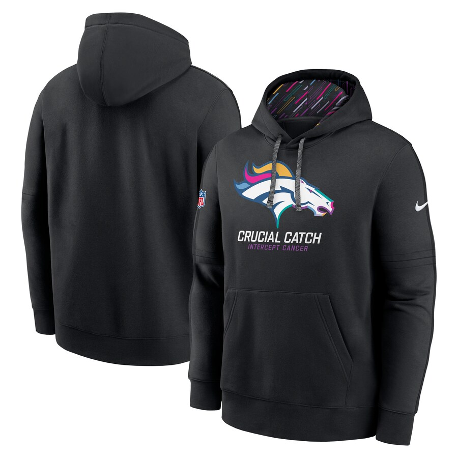 Men's Denver Broncos Nike Black 2024 NFL Crucial Catch Club Pullover Hoodie - ujerseystore