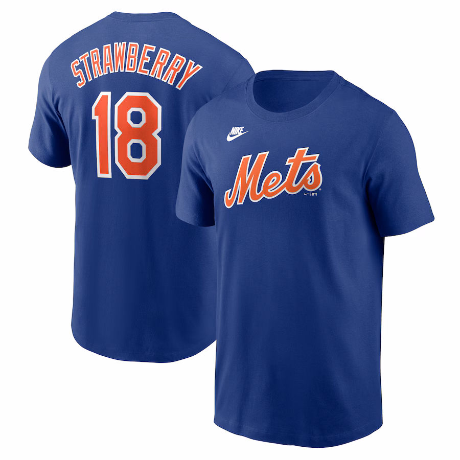 Men's New York Mets Darryl Strawberry Nike Royal Fuse Name & Number T-Shirt - ujerseystore