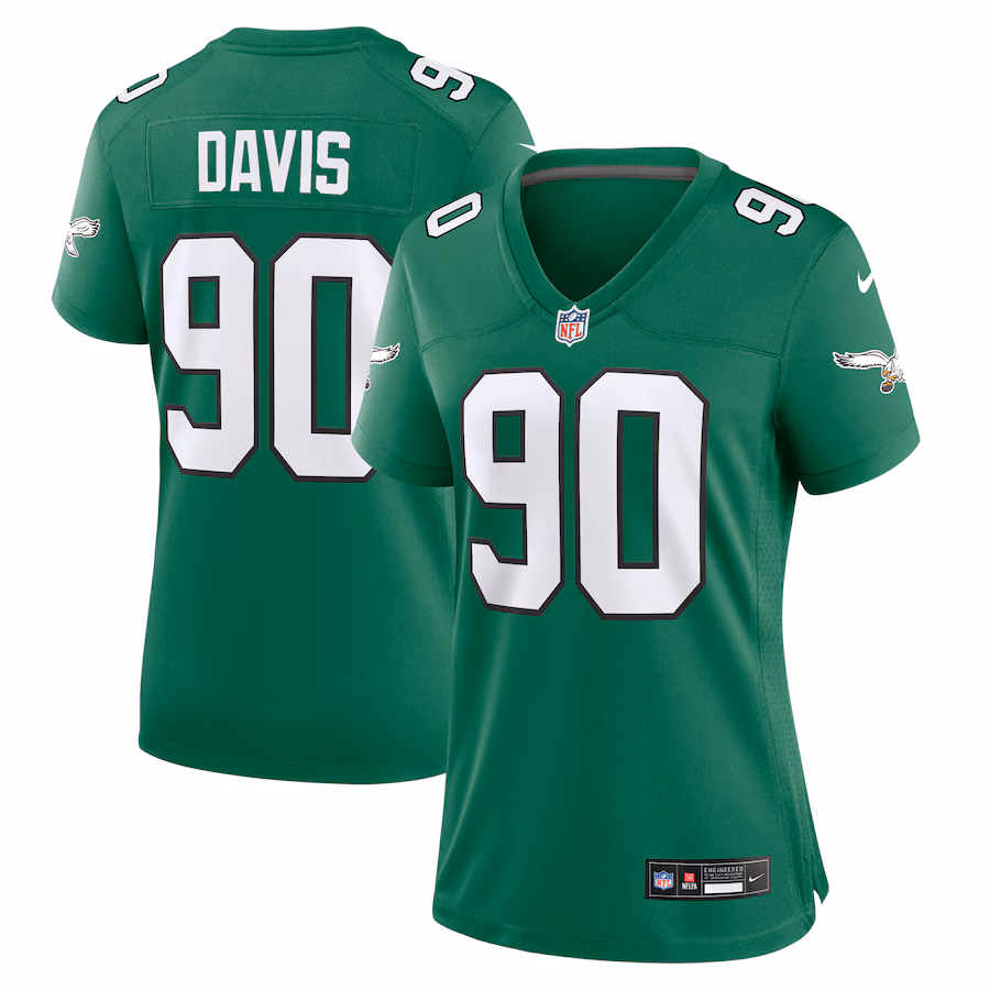 Women's Philadelphia Eagles Jordan Davis Nike Kelly Green Alternate Game Jersey - ujerseystore