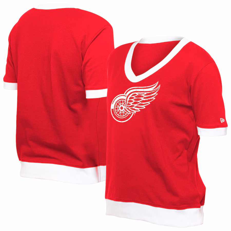 Women's Detroit Red Wings New Era Red Game Day Rhinestuds T-Shirt - ujerseystore