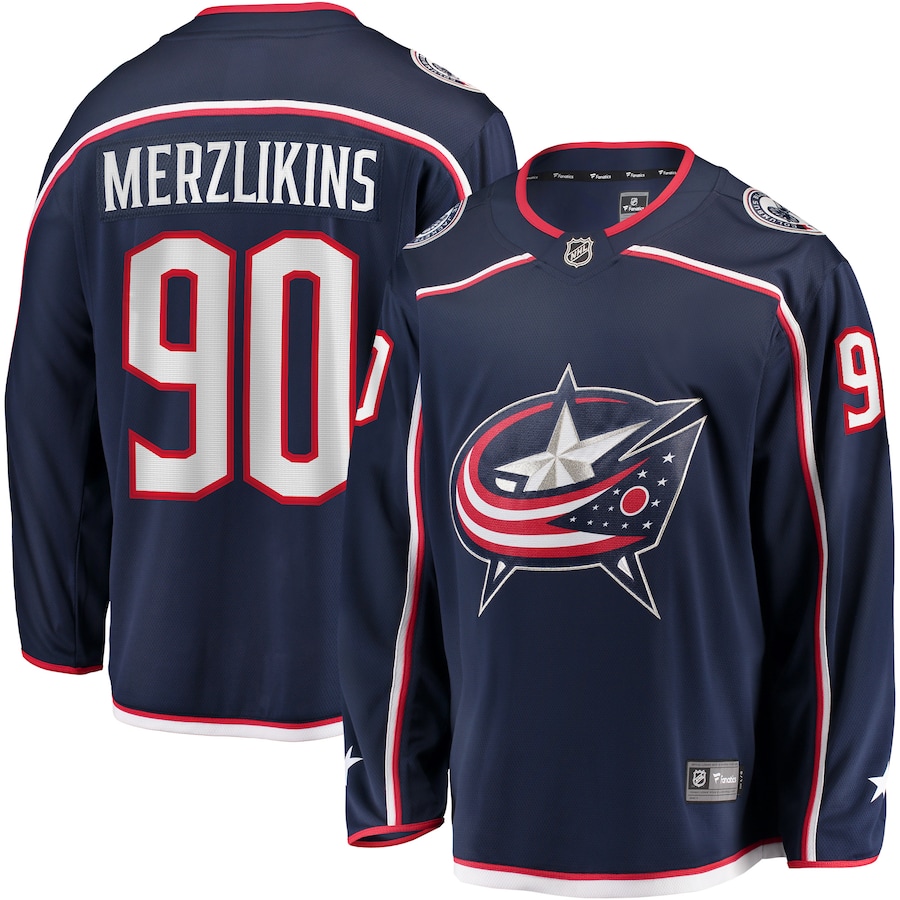 Men's Columbus Blue Jackets Elvis Merzlikins Fanatics Navy Home Breakaway Player Jersey - ujerseystore