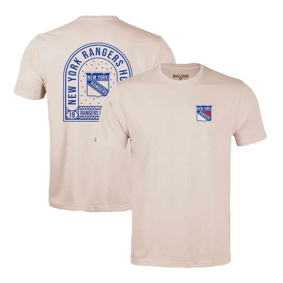 Men's New York Rangers Levelwear Khaki Richmond Stained Glass T-Shirt - ujerseystore