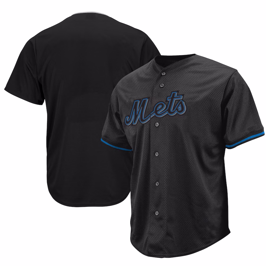Men's New York Mets Black Big & Tall Pop Fashion Jersey - ujerseystore