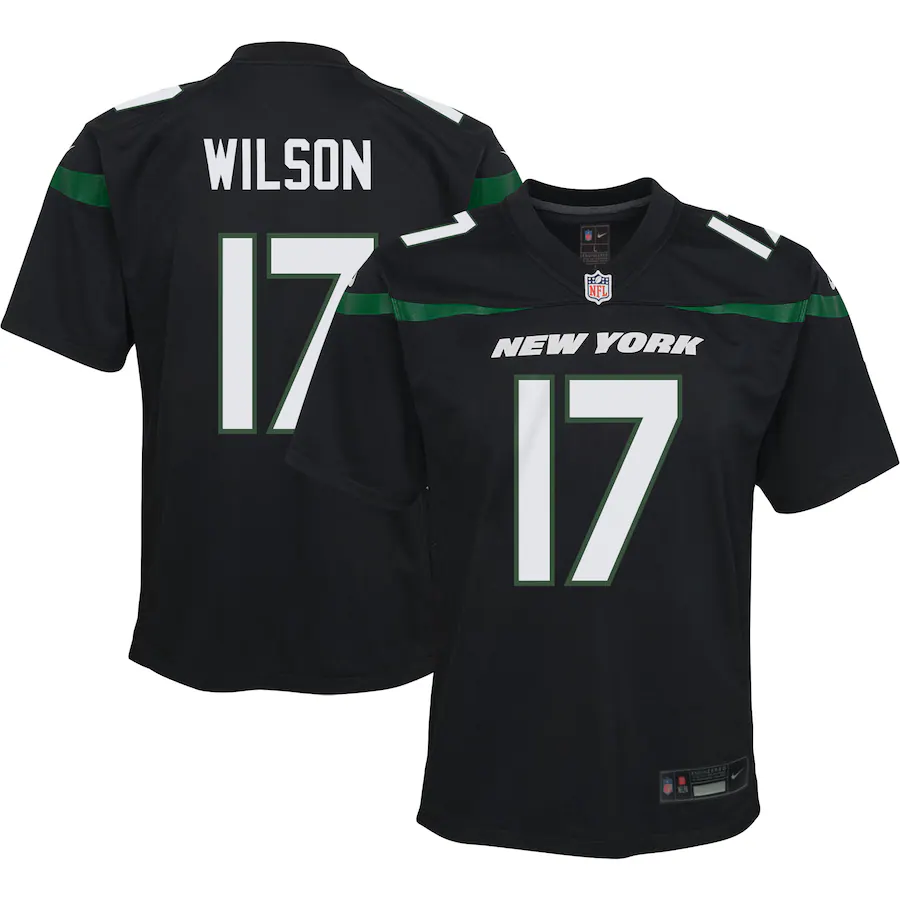 Youth New York Jets Garrett Wilson Nike Black Game Jersey - ujerseystore