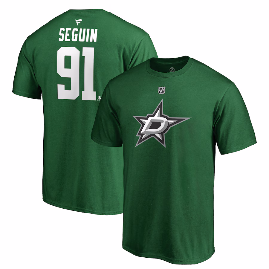 Men's Dallas Stars Tyler Seguin Fanatics Kelly Green Team Authentic Stack Name & Number T-Shirt - ujerseystore