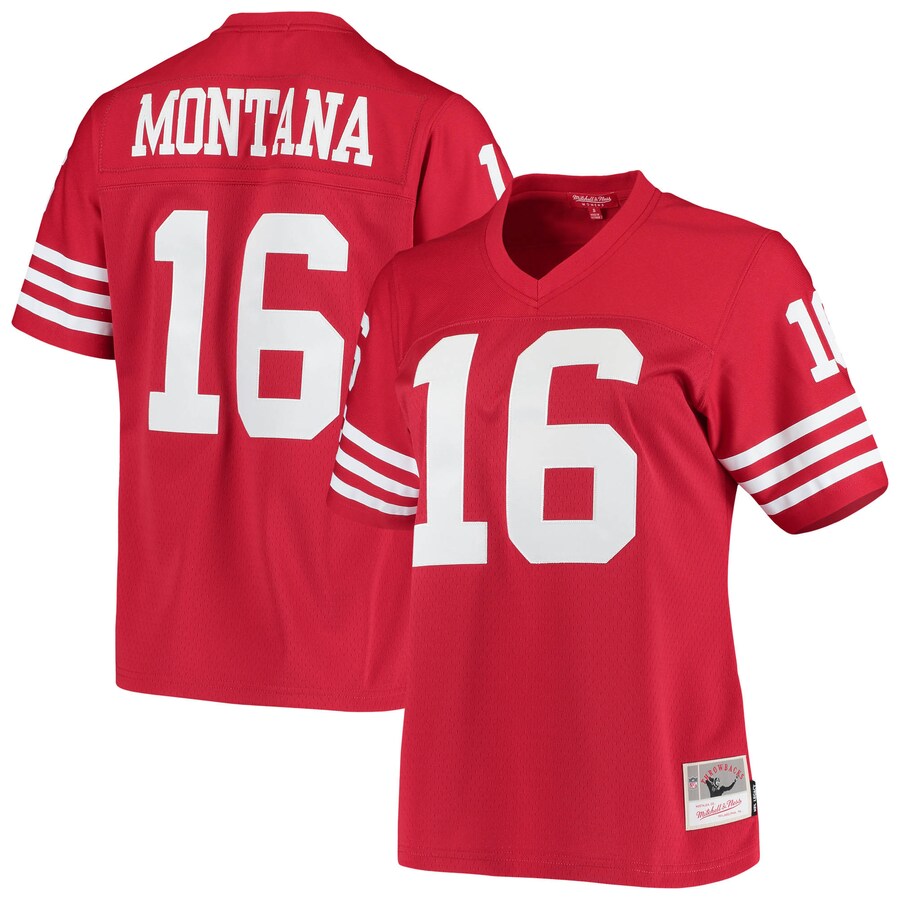 Women's San Francisco 49ers Joe Montana Mitchell & Ness Scarlet 1990 Legacy Replica Jersey - ujerseystore
