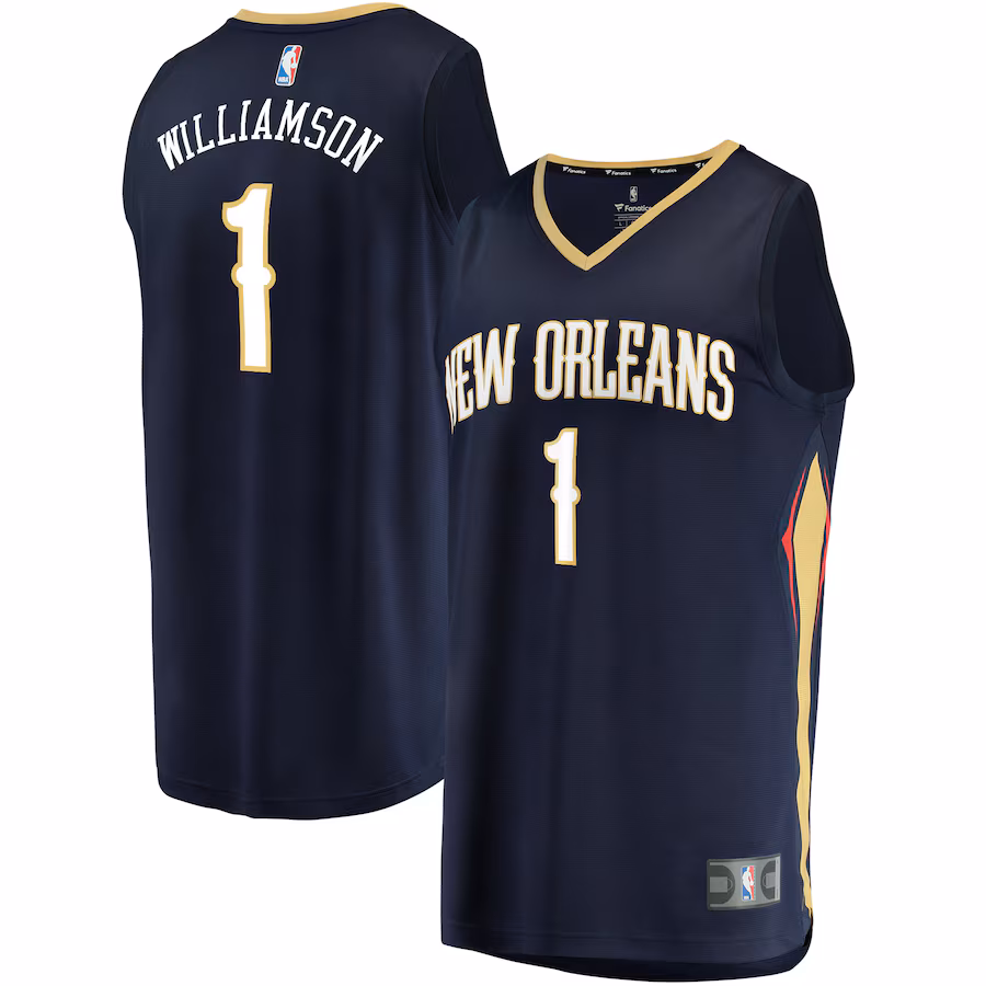 Men's New Orleans Pelicans Zion Williamson Fanatics Navy Replica Fast Break Jersey - Icon Edition - ujerseystore