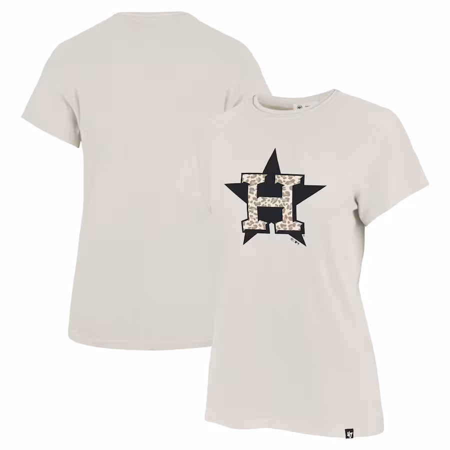Women's Houston Astros '47 Oatmeal Panthera Frankie T-Shirt - ujerseystore