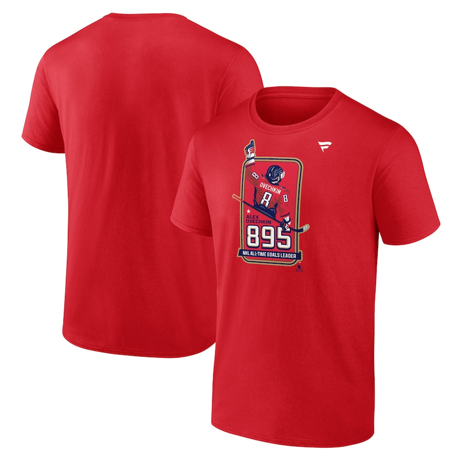 Men's Washington Capitals Alexander Ovechkin Fanatics Athletic Red NHL All-Time Leading Goal Scorer Locker Room T-Shirt - ujerseystore