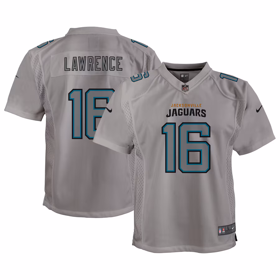 Youth Jacksonville Jaguars Trevor Lawrence Nike Gray Atmosphere Game Jersey - ujerseystore