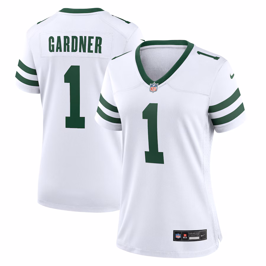 Women's New York Jets Ahmad Sauce Gardner Nike Legacy White Game Jersey - ujerseystore