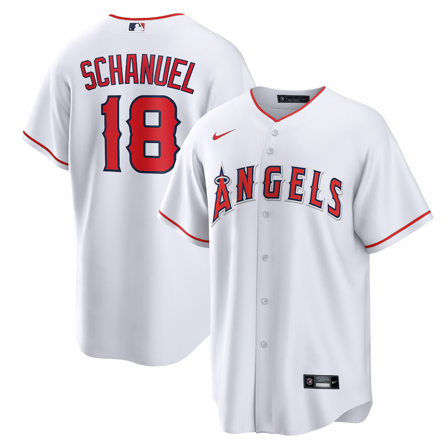 Men's Los Angeles Angels Nolan Schanuel Nike White Home Replica Jersey - ujerseystore