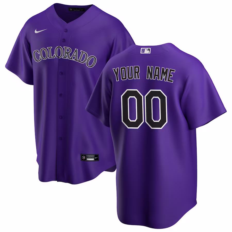 Men's Colorado Rockies Nike Purple Alternate Replica Custom Jersey - ujerseystore