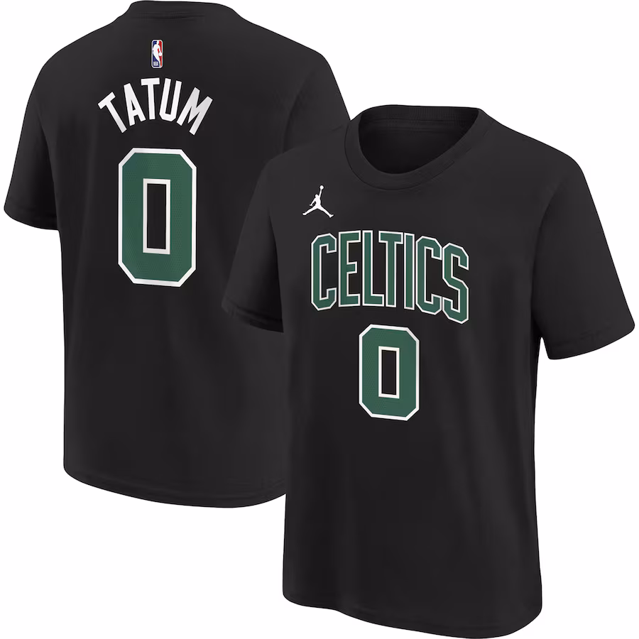 Youth Boston Celtics Jayson Tatum Jordan Brand Black Statement Edition Name & Number Player T-Shirt - ujerseystore