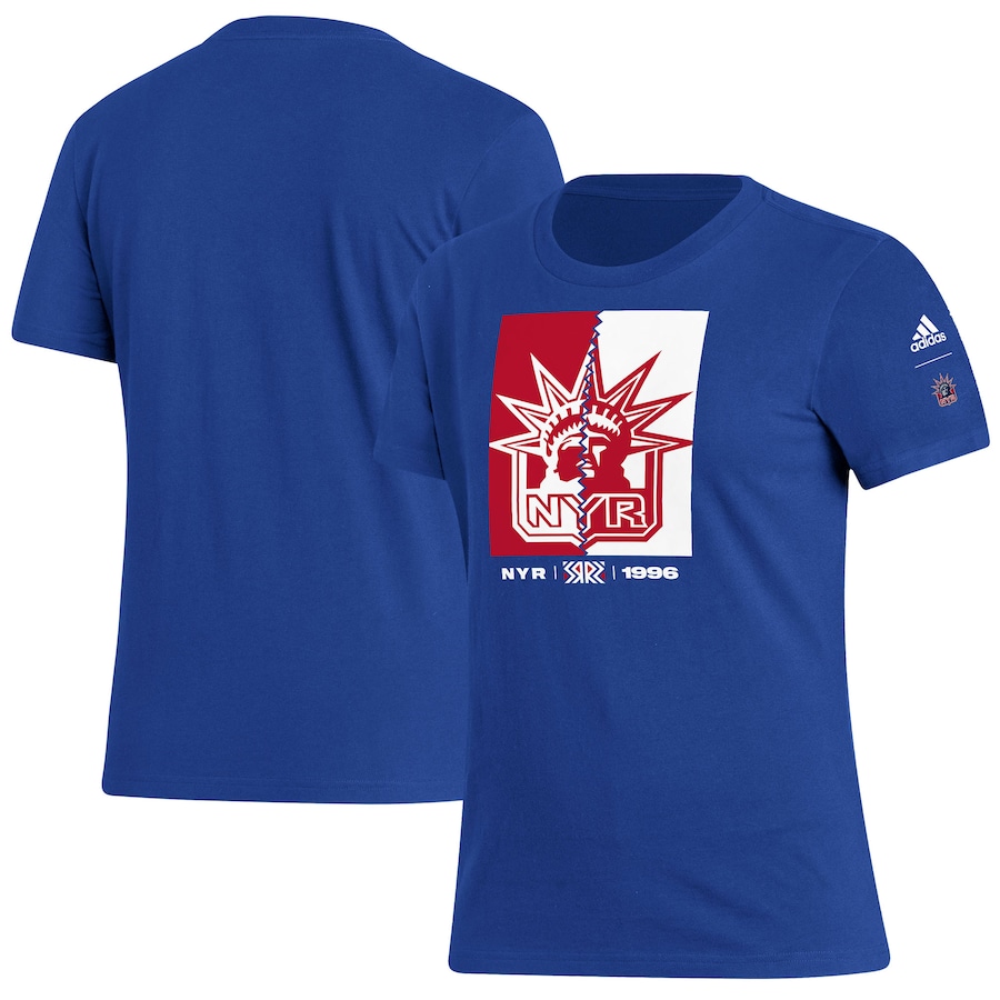 Women's New York Rangers adidas Royal Reverse Retro 2.0 Playmaker T-Shirt - ujerseystore
