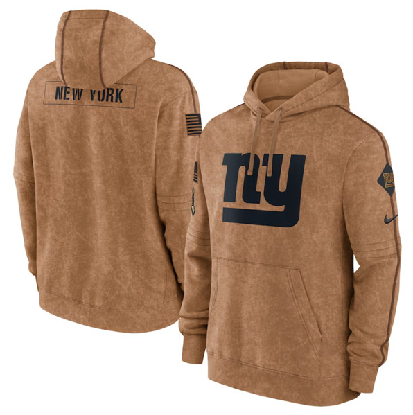 Men's New York Giants 2023 Brown Salute to Service Pullover Hoodie - ujerseystore