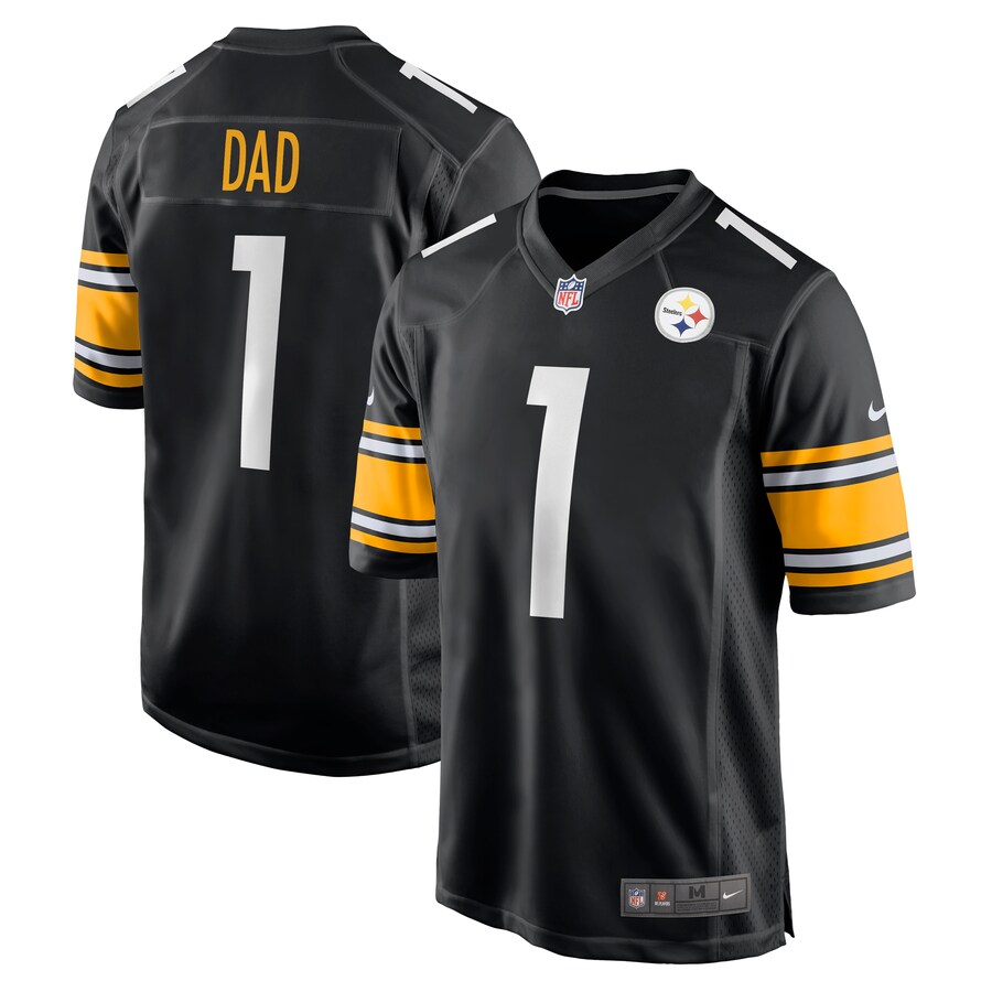 Men's Pittsburgh Steelers Number 1 Dad Nike Black Game Jersey - ujerseystore
