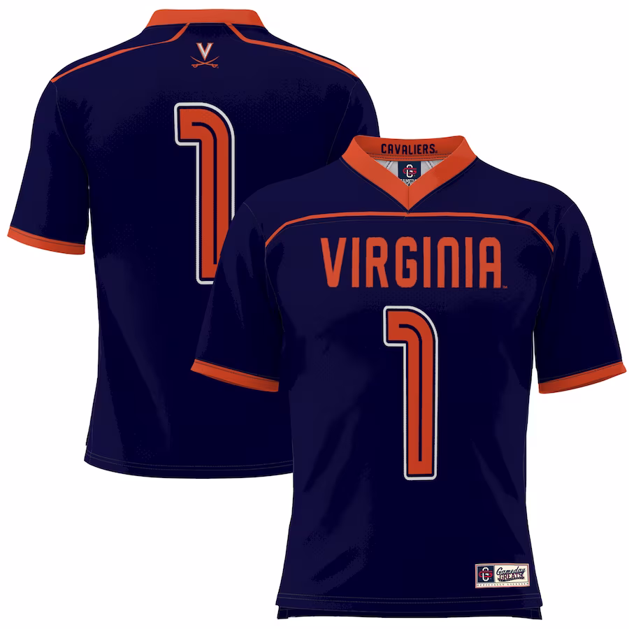 #1 Virginia Cavaliers GameDay Greats Youth Lacrosse Fashion Jersey Lightweight - Navy - ujerseystore