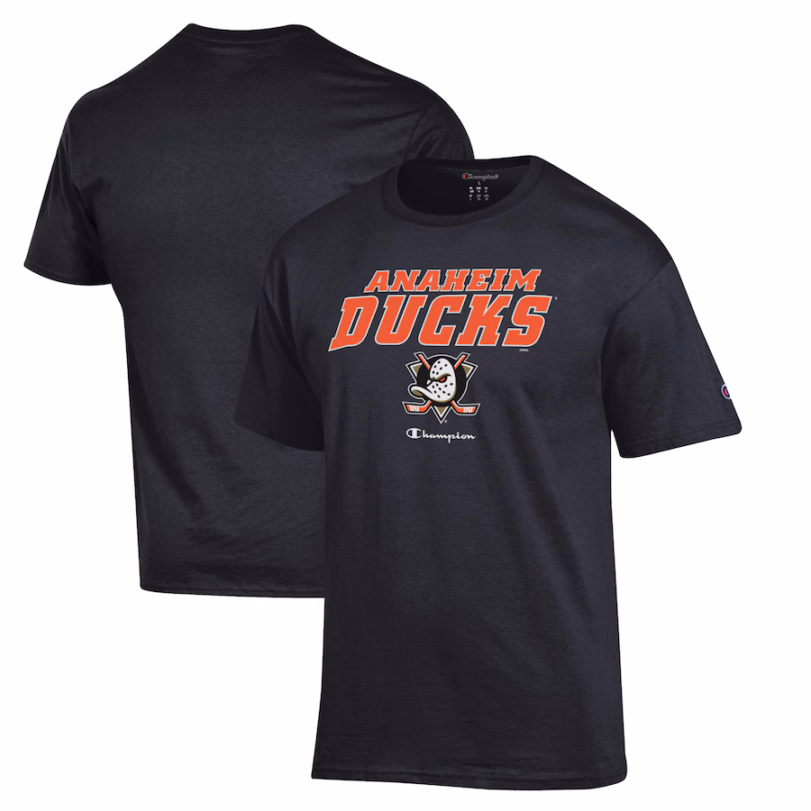 Men's Anaheim Ducks Champion Black Jersey T-Shirt - ujerseystore