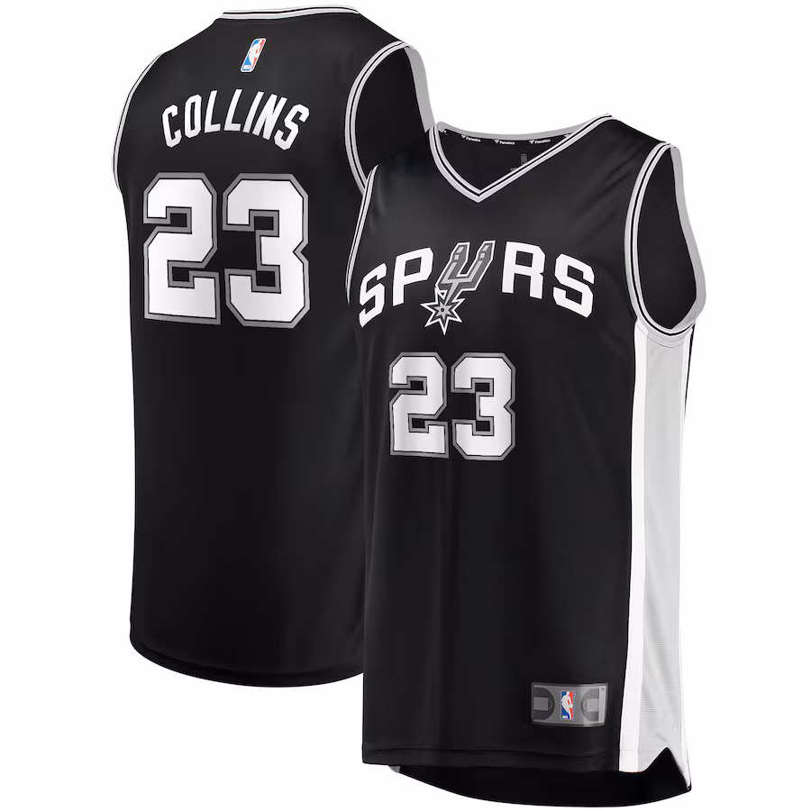Men's San Antonio Spurs Zach Collins Fanatics Black Fast Break Replica Jersey - Icon Edition - ujerseystore