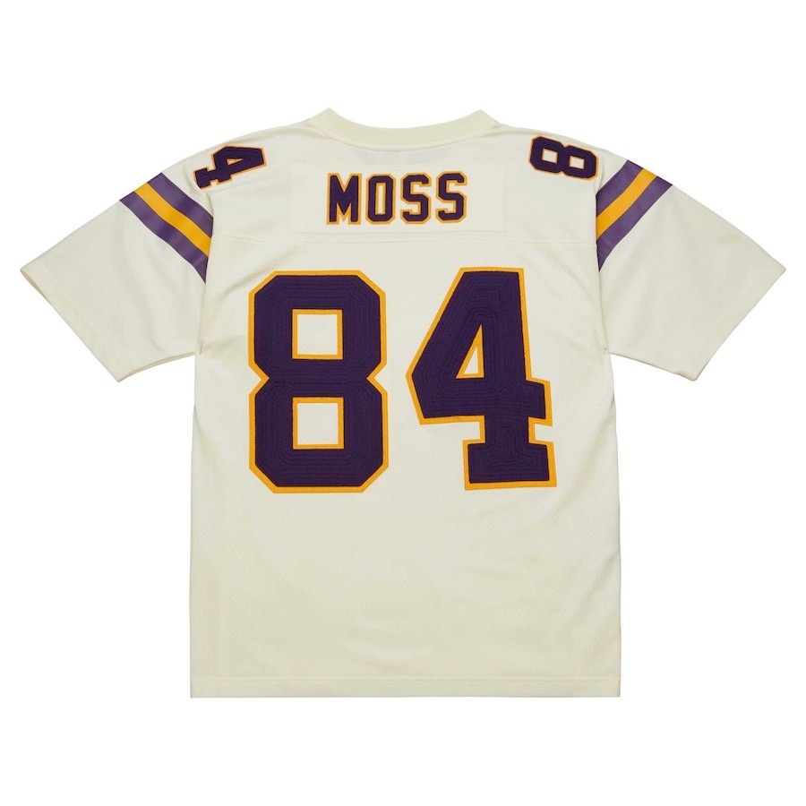 Men's Minnesota Vikings Randy Moss Mitchell & Ness Cream Chainstitch Legacy Jersey - ujerseystore