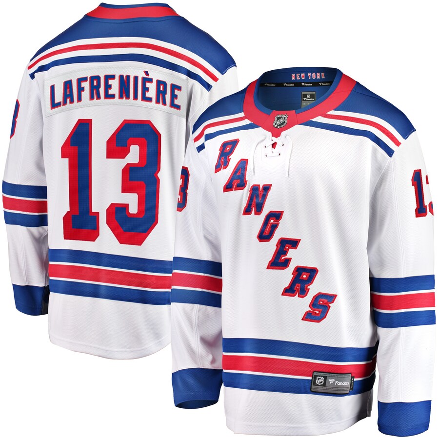 Men's New York Rangers Alexis Lafreniere Fanatics Branded White Away Premier Breakaway Player Jersey - ujerseystore