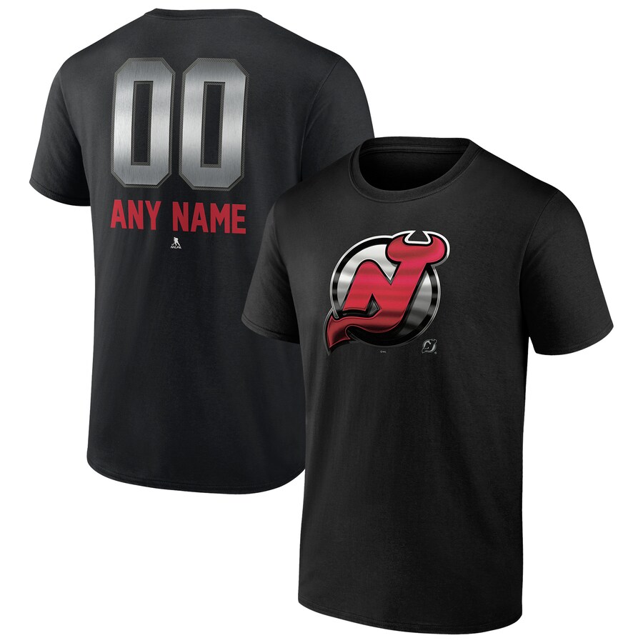 Men's New Jersey Devils Black Personalized Midnight Mascot Logo T-Shirt - ujerseystore
