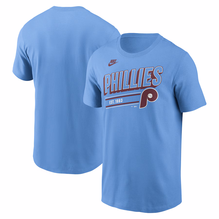 Men's Philadelphia Phillies Nike Light Blue Cooperstown Collection Retro T-Shirt - ujerseystore