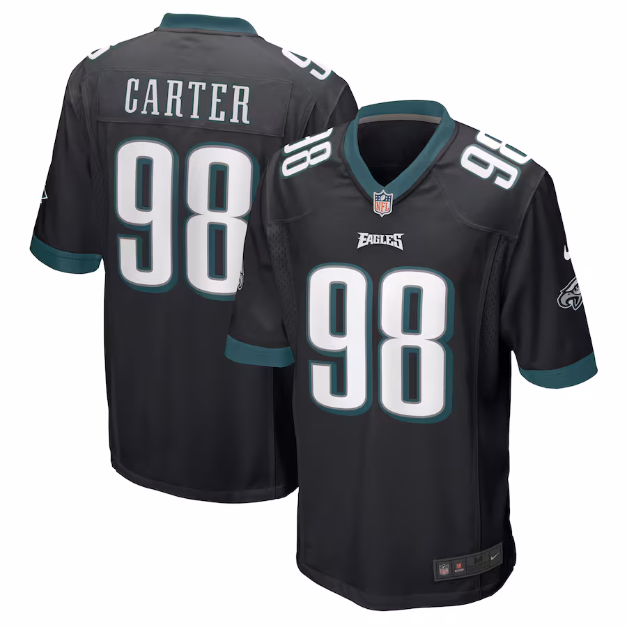 Men's Philadelphia Eagles Jalen Carter Nike Black Alternate Team Game Jersey - ujerseystore