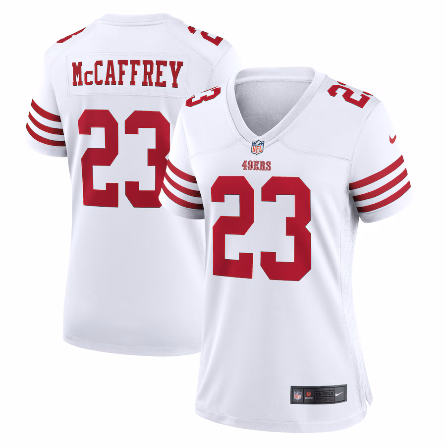 Women's San Francisco 49ers Christian McCaffrey Nike White Player Jersey - ujerseystore