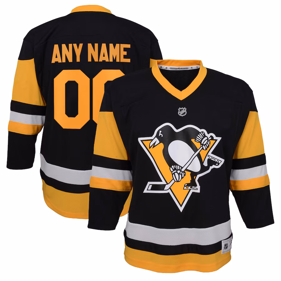 Youth Pittsburgh Penguins Black Home Replica Custom Jersey - ujerseystore