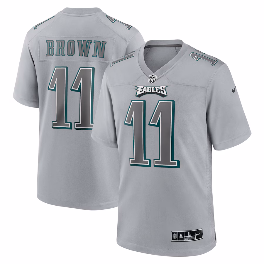 Men's Philadelphia Eagles A.J. Brown Nike Gray Atmosphere Fashion Game Jersey - ujerseystore