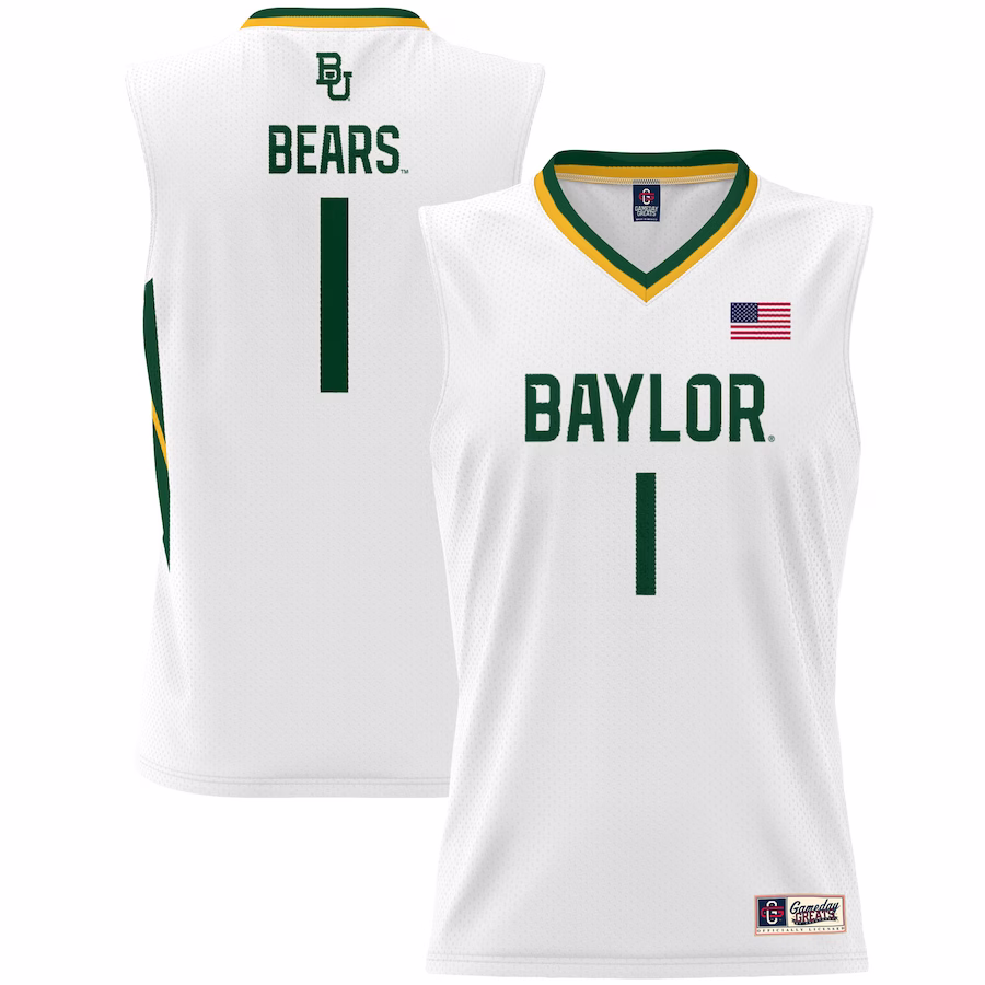 #1 Baylor Bears GameDay Greats Youth Lightweight Basketball Jersey - White - ujerseystore