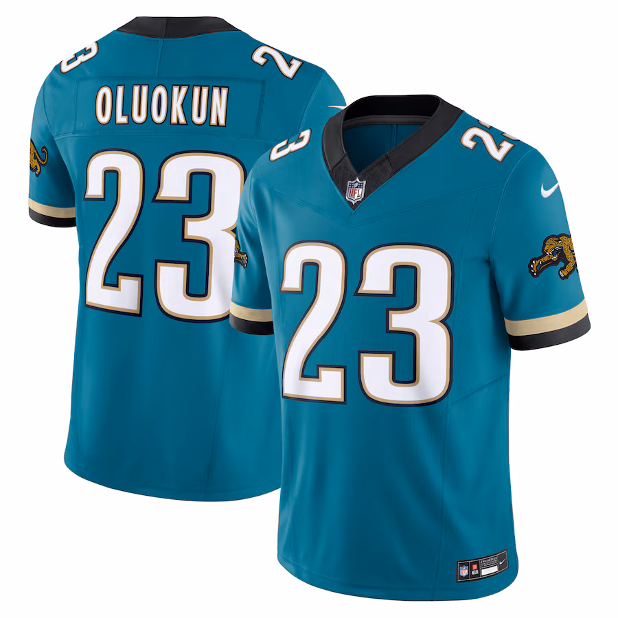 Men's Jacksonville Jaguars Foye Oluokun Nike Teal Prowler Throwback Vapor F.U.S.E. Limited Jersey - ujerseystore