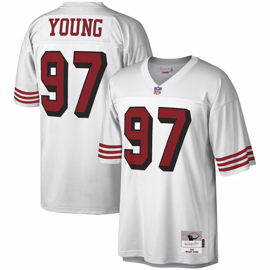 Men's San Francisco 49ers Bryant Young Mitchell & Ness White Legacy Replica Jersey - ujerseystore