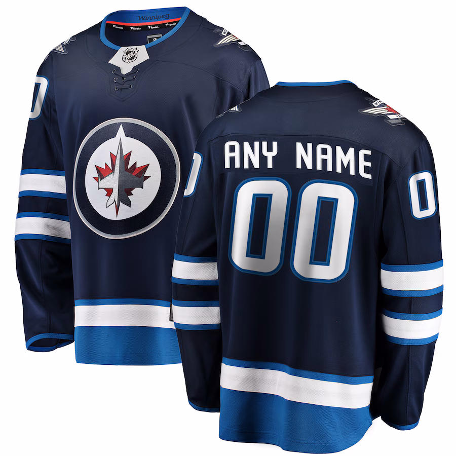 Men's Winnipeg Jets Fanatics Blue Home Breakaway Custom Jersey - ujerseystore