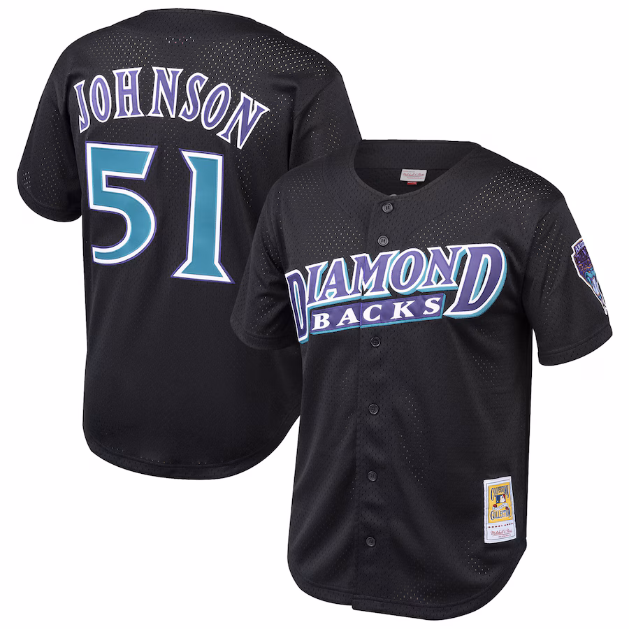 Youth Arizona Diamondbacks Randy Johnson Mitchell & Ness Black Cooperstown Collection Mesh Batting Practice Jersey - ujerseystore