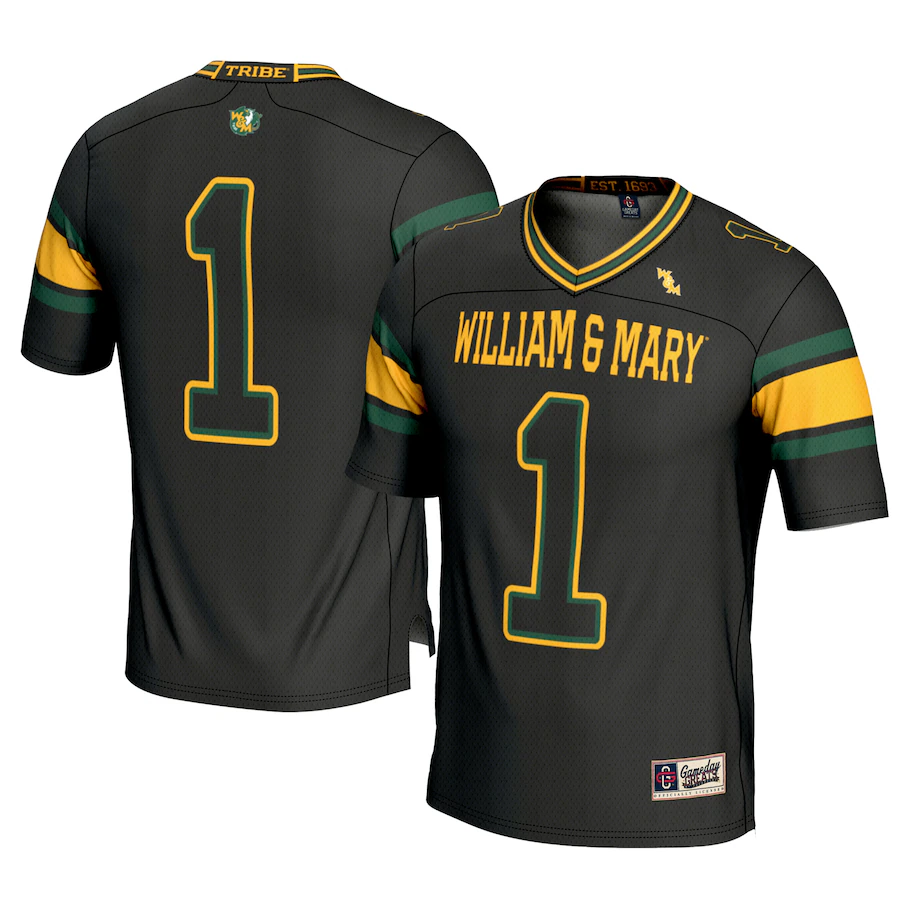 Men's GameDay Greats #1 Black William & Mary Tribe Football Jersey - ujerseystore