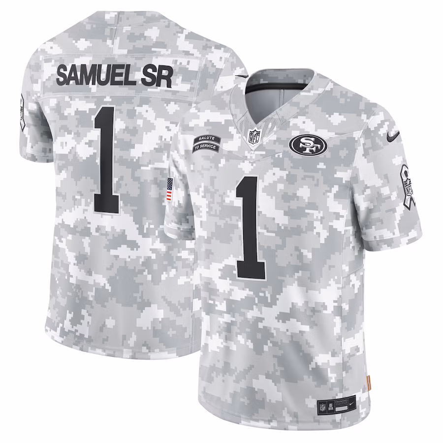 Men's San Francisco 49ers Deebo Samuel Sr Nike Arctic Camo 2024 Salute to Service Limited Jersey - ujerseystore