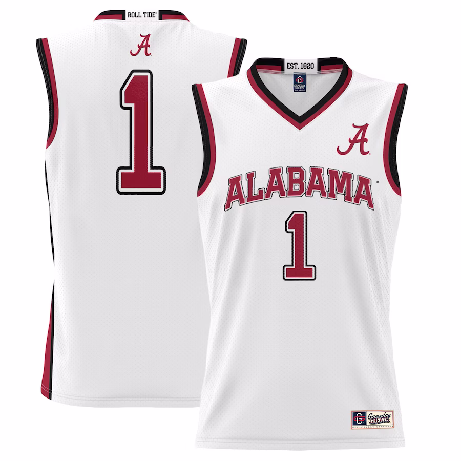 #1 Alabama Crimson Tide GameDay Greats Youth Lightweight Basketball Jersey - White - ujerseystore
